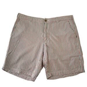 Club Room Men's Seersucker Shorts 36 White Blue Red Stripes Cotton Patriotic